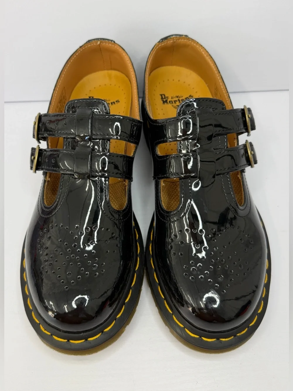 Dr Martens 8065 Mary Jane Patent Leather Shoes Black Buckle Womens Size 7 US 38